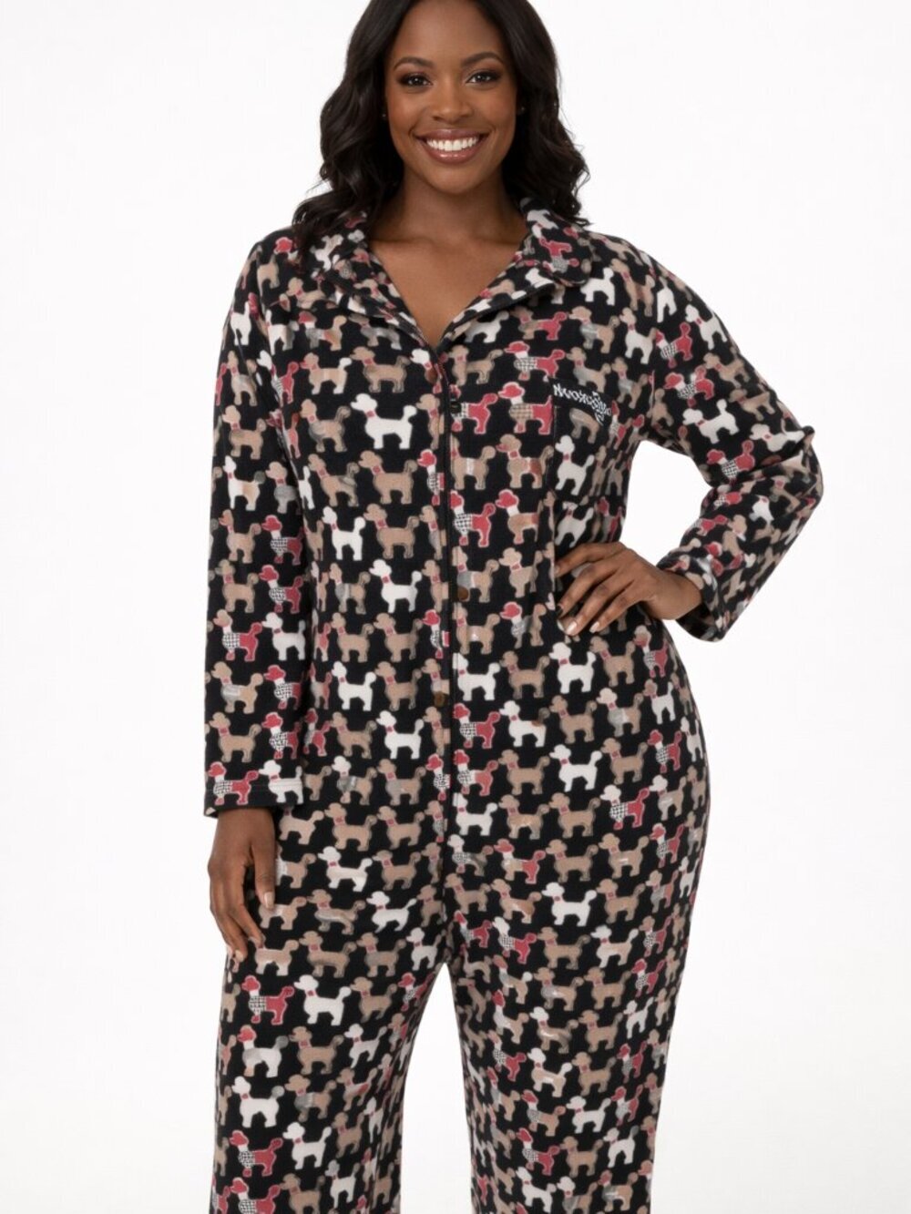 Soma Dog Print Pajama Set Cozy Fleece Lounge Sleepwear Top(XL) Pants(L)